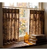 RYB HOME Pinch Pleated Mustard Yellow Farmhouse Curtains for Kitchen Cafe, Light Filtering Semi S...
