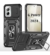 PASNEW Case for Moto G Power 2024 Military,Camera Slide Cover Military 360° Rotate Ring Kickstand...