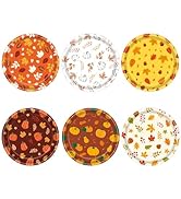 Xjoviative 48 PCS Fall Paper Plates 7 inch, Leaves Pumpkin Thanksgiving Party Plates Disposable C...