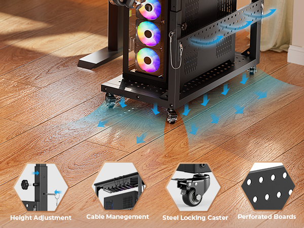 computer tower stand under desk