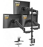 Bracwiser Triple Monitor Mount for Max 34" Screens, up to 24.25lbs Each, Full Adjustable 3 Monito...