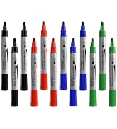 Comix Glass Board Dry Erase Markers, Low Odor Whiteboard Markers, Bullet Tip, 4 Assorted Colors, ...