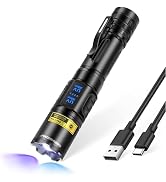 DARKBEAM UV Flashlight 365nm & 395nm Dual Black Light, Blacklight USB Rechargeable LED Ultraviole...