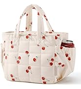 BAGSMART Lunch Bag for Women Small Cute Cherry Quilted Lunch Box Insulated Lightweight, Leakproof...