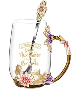 OEAGO Modern Glass Mug with 3D Purple Pink Flower Design, 350ml Capacity for Women, Mothers Day, ...