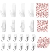 Sinfuo 20 Hooks + 32 Stirps Hanging Variety Pack,Adhesive wall Hooks Heavy Duty,no Damage Large m...
