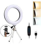 Starkik Selfie Ring Light with Tripod Stand, 3 Colors Modes 10 Brightness for YouTube Video/TikTo...