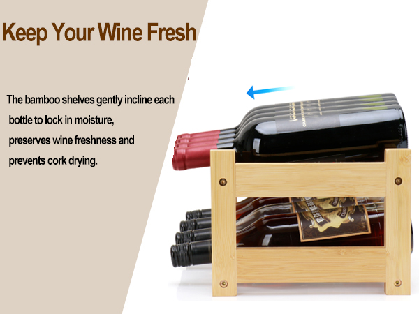 Bamboo Wine Rack, 2-Tier Wine Racks Countertop Cabinet Wine Holder