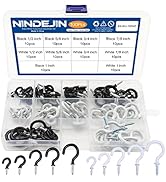 NINDEJIN 100Pcs Ceiling Hooks Kit, 5 Sizes Vinyl Coated Screw-in Wall Hooks, Cup Hooks, Kitchen H...