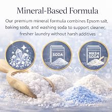 Mineral based laundry booster formula with epsom salt baking soda and washing soda