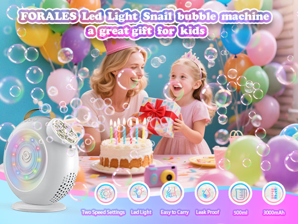 Forales led light snail bubble machine a great gift for kids