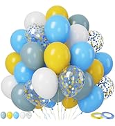Paready Blue and Yellow Balloons Set, 50Pcs Yellow Blue White Balloons, 12 Inch Dusty Blue White ...