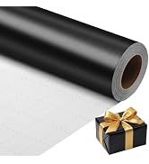 woric 17In X 33Ft Black Wrapping Paper Roll Metallic Wrapping Paper for Men | Solid Matte Wrappin...