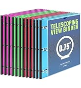 WOT I Telescoping 3 Ring Binder 12Packs, Flexible View Binder with Expandable Spine+Customized Fr...