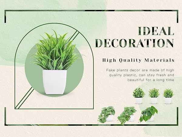 Fake Small Artificial Plants for Home Office Desk Bathroom Aesthetic Farmhouse Room Decor Indoor