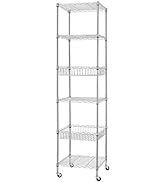 Finnhomy Heavy Duty 6 Tier Wire Shelving Unit with Wheels 18x18x72-inches 6 Shelves Storage Rack ...