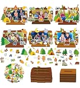 TICIAGA Camping Photo Frame Craft Set - 16 Pack Summer Camp Outdoor Wood Picture Frame Kit with S...