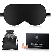 Silk Sleep Mask Eye Cover, 100% Real Natural Pure Mulberry Silk Eye Mask for Sleeping Blackout wi...