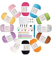 Yarniss Easy Crochet Yarn for Beginners, 12x50g Crochet Yarn Kits with Easy-to -See Stitches, Mul...