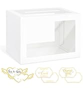 LIKAJON 1 Pack White Card Box for Party, Transparent Gift Cards Receiving Box Wedding Card Box fo...