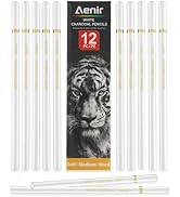 Aenir White Charcoal Pencils, Pack of 12 Charcoal Drawing Pencils, Charcoal Pencils for Artists, ...