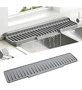 Volminex 19.7 In Silicone Faucet Mat with Flip-Up Raised Edge & Steep Slope, Sink Splash Guard Be...