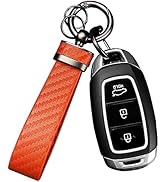 Turcee Carbon Fiber Car Keychain,Automotive Interior Accessories Keychains Leather Car Key Fob,Ca...