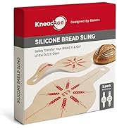 KneadAce Silicone Bread Sling Set Of 2 x Round with Long Handles, Nonstick&Reusable Easy-Lift Bak...