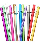 24 PCS, Reusable Straws with 4 Cleaning Brushes, 10.5" Long Tritan Hard Plastic Straws, 12 Colors...