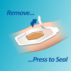 Nexcare Waterproof Bandages remove paper frames and press to seal