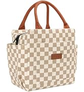Joymee Lunch Bag Women Insulated Lunch Box Corduroy Checker Reusable Leakproof Large Capacity Lun...