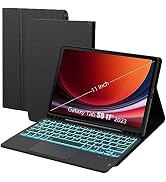 for Samsung Galaxy Tab S9 11 inch/ S9 FE 10.9 inch Case with Keyboard - 7 Color Backlit Detachabl...