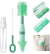 Travel Bottle Brush, 6-in-1 Portable Travel Bottle Cleaner Kit with Small Bottle Brush Built in D...