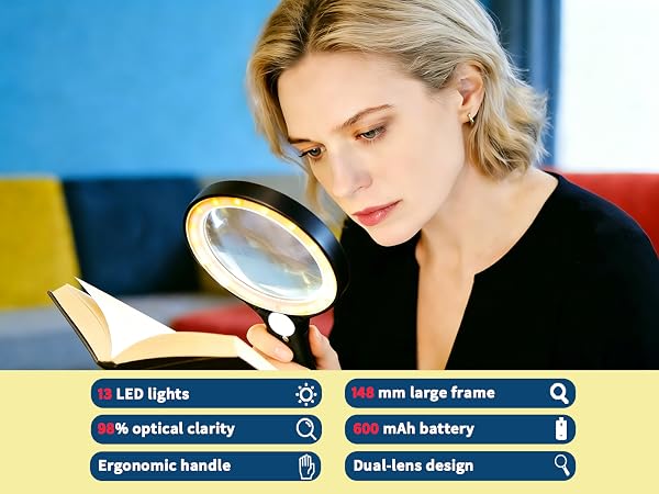 magnifying glass with light for reading