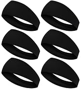 6 Pcs Sports Headbands for Men & Women, Sweatband Stretchy Headband Soft Wide Headbands Hairband ...
