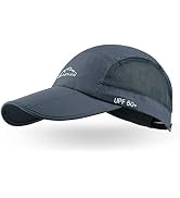ELLEWIN Unisex Baseball Cap UPF 50 Unstructured Hat with Foldable Long Large Bill