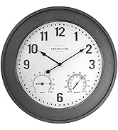 PresenTime & Co 19.6 inch in/Outdoor Gray Stone Clock with Thermometer & Hygrometer, Faux Stone/S...