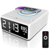 G Keni CD Player Alarm Clock Radio with Wireless Charging, Clock Radio with CD Player for Bedroom...