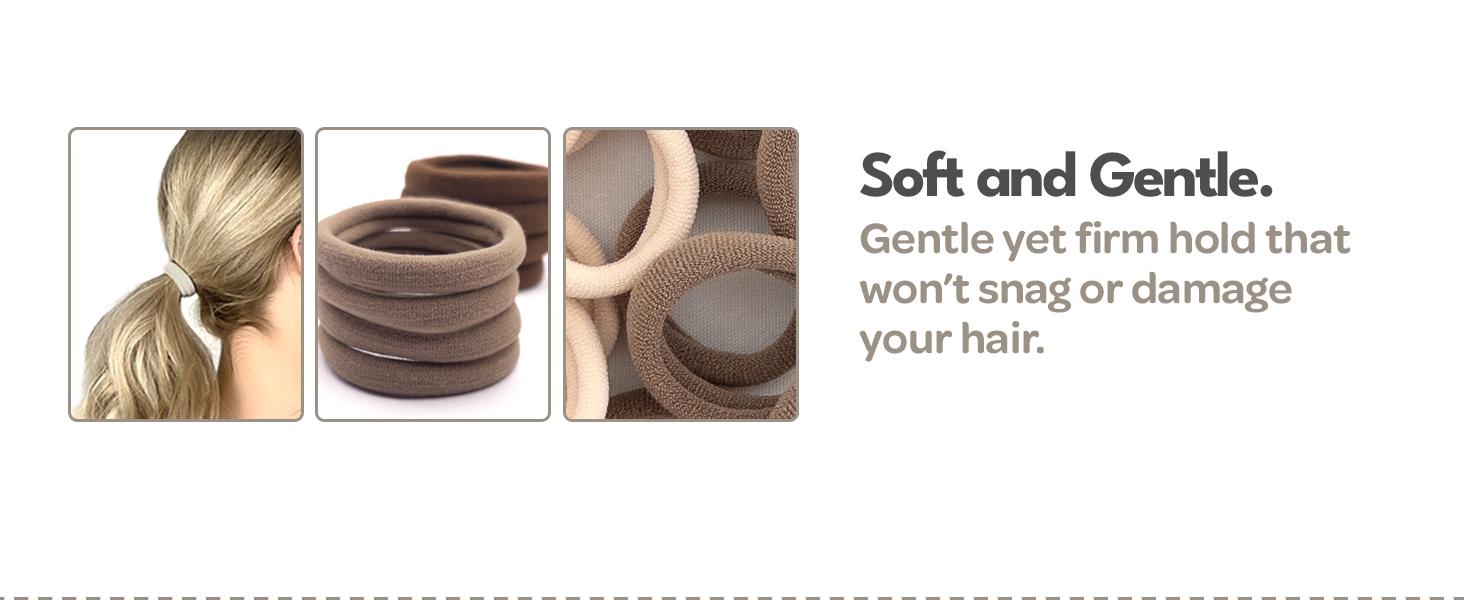 hair ties in 14 colors, neutral seamless ponytail holders, blendable elastic bands