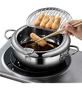 Deep Fryer Pot - Japanese Tempura Small Deep Fryer Stainless Steel Frying Pot With Thermometer,Li...