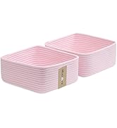 MiniArk Small Square Shallow Baskets for Organizing, 9.7x9.7x4.3 Inch Rope Woven Storage Bins for...