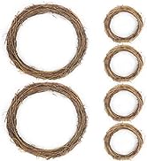 HAKACC 6 PCS Grapevine Wreaths, Wood Wreath, 12 Inch and 6 Inch Wreaths for Crafts Holiday Decora...