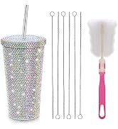 Mezchi Studded Bling Diamond Tumbler, 17 Oz Glitter Tumbler with Lid, Sparkly Stainless Steel The...