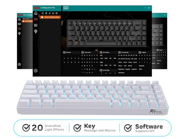 Hot-Swappable 65% Wireless Mechanical Keyboard, 60% 68 Keys Compact Bluetooth Gaming Keyboard
