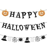 Happy Halloween Banner - Halloween Hanging Paper Garland Bunting Banner Bloody Pumpkin Decoration...