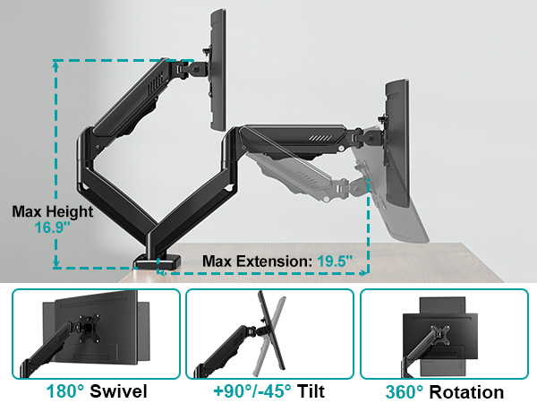 dual monitor arm