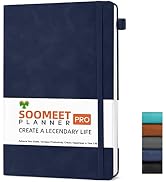 Soomeet Lined Journal Notebook, 200 Pages, Leather Hardcover Notebooks, A5 College Ruled Thick Cl...