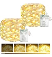 btfarm 2 Pack Fairy Lights Battery Operated with Timer, 16.4 FT 50 LED Silver Wire Twinkle String...
