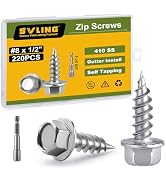 SVLING #8 x 1/2" Self Tapping Gutter Screws, 220PCS 410 Stainless Steel Sheet Metal Screws, Hex W...