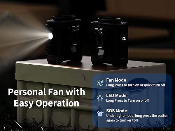 power bank fan with light
